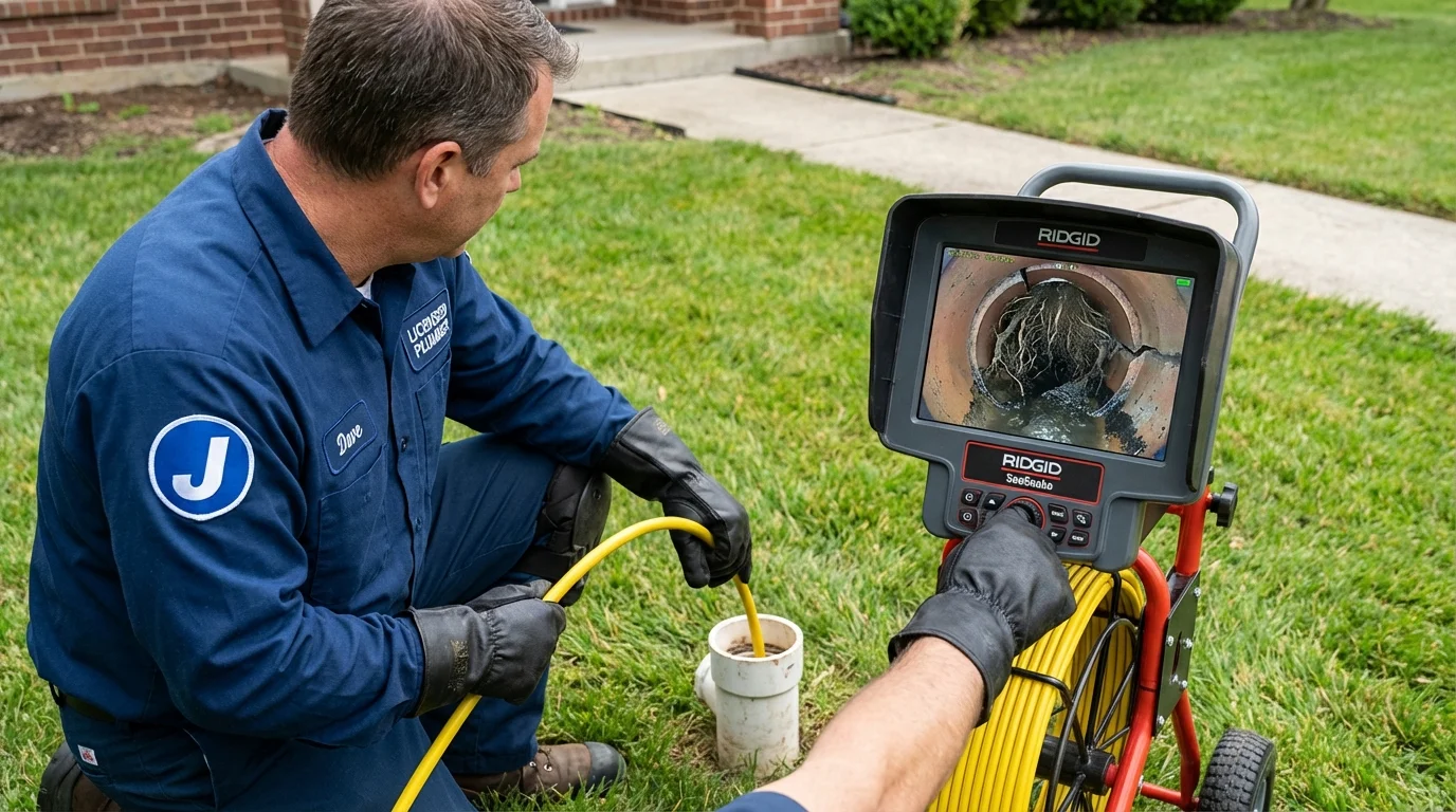 Sewer camera inspection being performed by Johns Plumbing LLC in Mayer