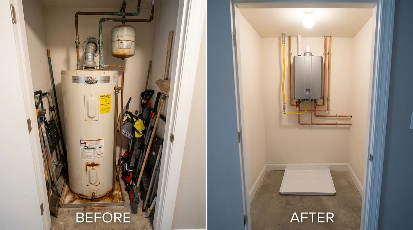 Tank water heater versus wall-mounted tankless unit comparison for Mayer, AZ homeowners